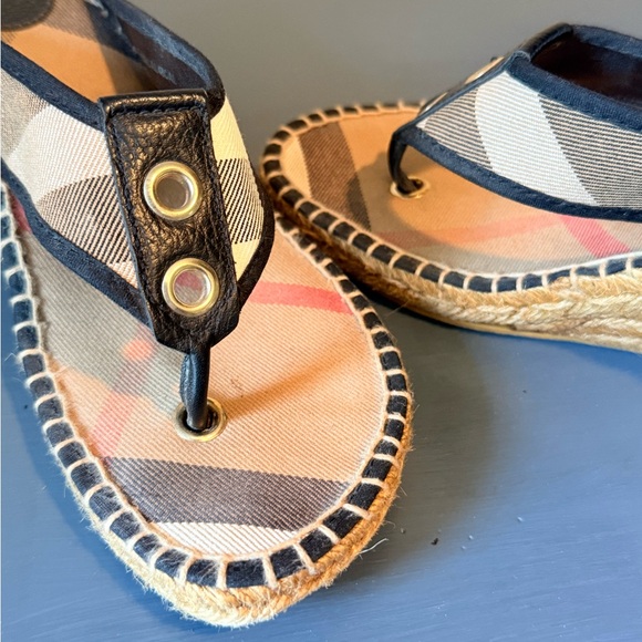 Shoes - Burberry Plaid Espadrille Thong Sandals